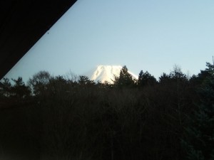 ヴィラ本栖のお風呂から見える富士山
