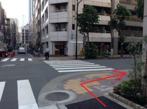 銀座さとう　教室から昭和通りまでの右折ポイント